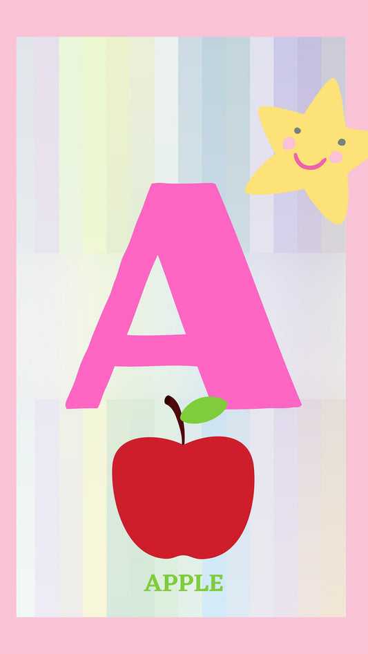 Alphabet Poster, Nursery Decor Wall Art, ABC Wall Art, Alphabet Print for children, Children room decor, Alphabet digital Pink digital print