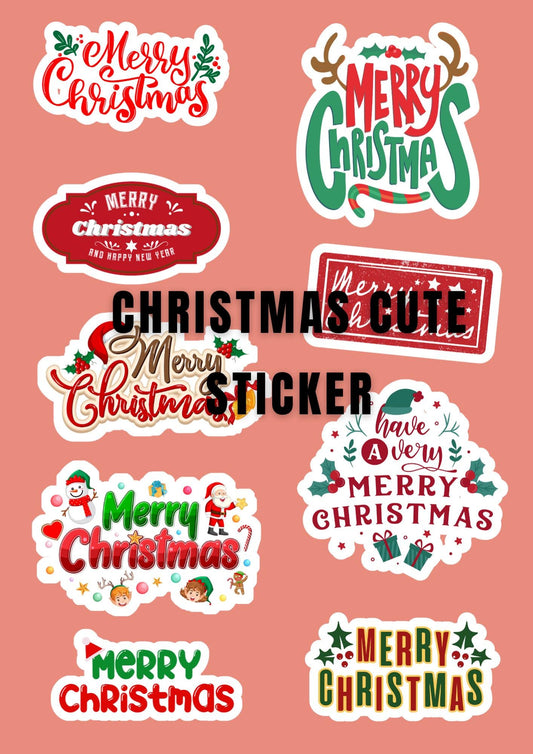 Merry Christmas Sticker I Cute Holiday l Sticker I Festive Gift Tag, Laptop & Water Bottle Decal I Holiday Planner Sticker, Stocking