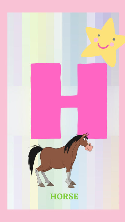Alphabet Poster, Nursery Decor Wall Art, ABC Wall Art, Alphabet Print for children, Children room decor, Alphabet digital Pink digital print