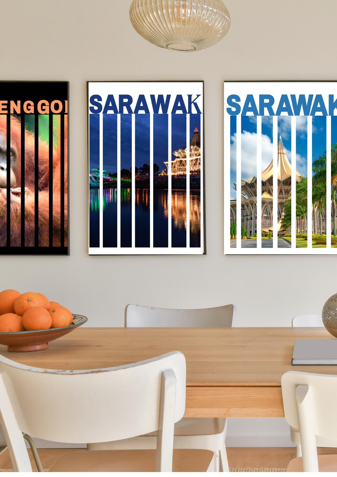 Sarawak Malaysia Digital Wall Art - Sarawak Travel Poster & Semenggok Orangutan Print I Printable Travel Decor