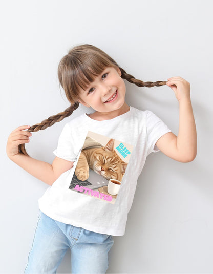 Funny Sleepy Cat Coffee T-Shirt Design: PNG JPG Digital Download