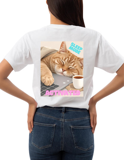 Funny Sleepy Cat Coffee T-Shirt Design: PNG JPG Digital Download