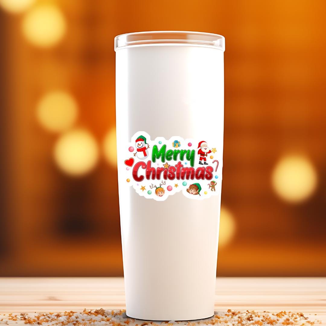 Merry Christmas Sticker I Cute Holiday l Sticker I Festive Gift Tag, Laptop & Water Bottle Decal I Holiday Planner Sticker, Stocking