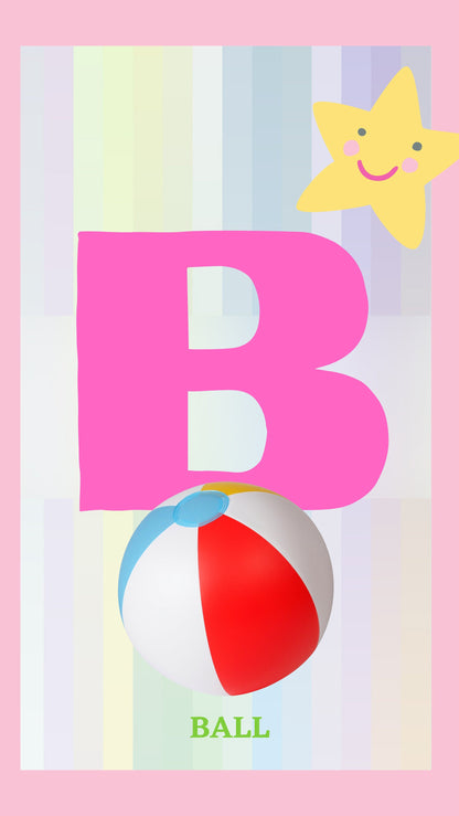 Alphabet Poster, Nursery Decor Wall Art, ABC Wall Art, Alphabet Print for children, Children room decor, Alphabet digital Pink digital print