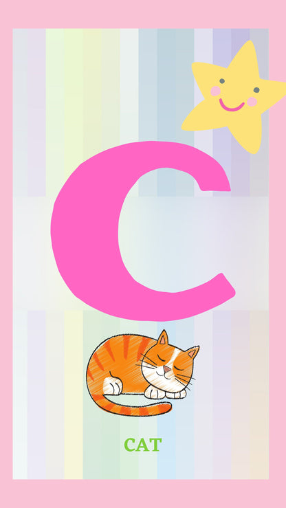 Alphabet Poster, Nursery Decor Wall Art, ABC Wall Art, Alphabet Print for children, Children room decor, Alphabet digital Pink digital print