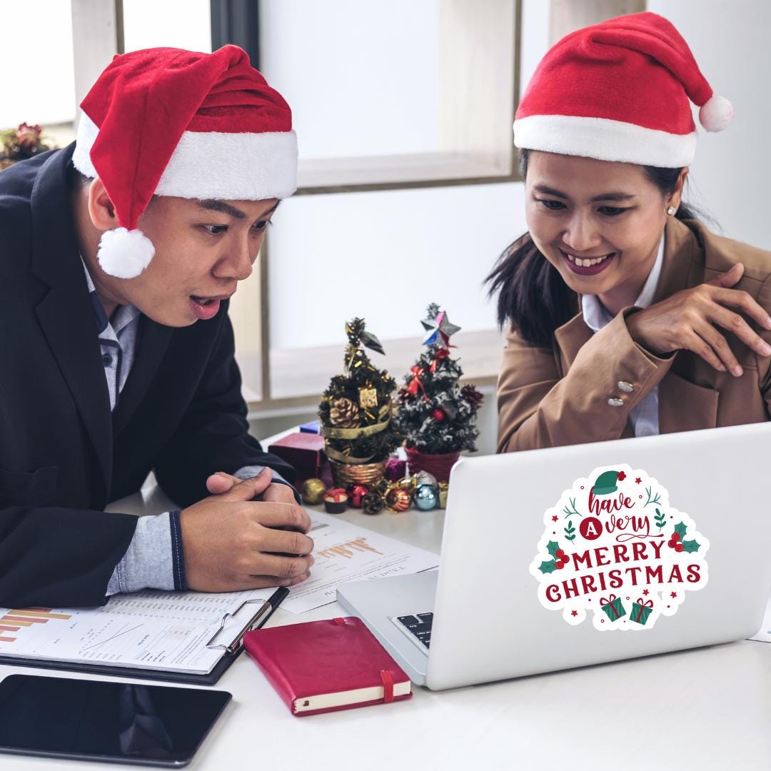Merry Christmas Sticker I Cute Holiday l Sticker I Festive Gift Tag, Laptop & Water Bottle Decal I Holiday Planner Sticker, Stocking