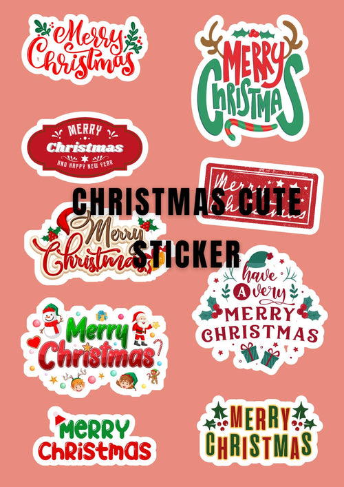 Merry Christmas Sticker I Cute Holiday l Sticker I Festive Gift Tag, Laptop & Water Bottle Decal I Holiday Planner Sticker, Stocking