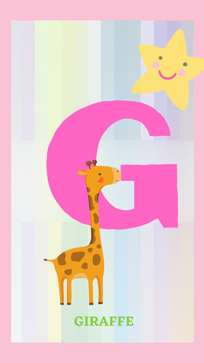 Alphabet Poster, Nursery Decor Wall Art, ABC Wall Art, Alphabet Print for children, Children room decor, Alphabet digital Pink digital print