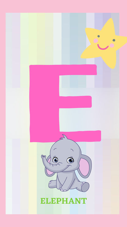 Alphabet Poster, Nursery Decor Wall Art, ABC Wall Art, Alphabet Print for children, Children room decor, Alphabet digital Pink digital print
