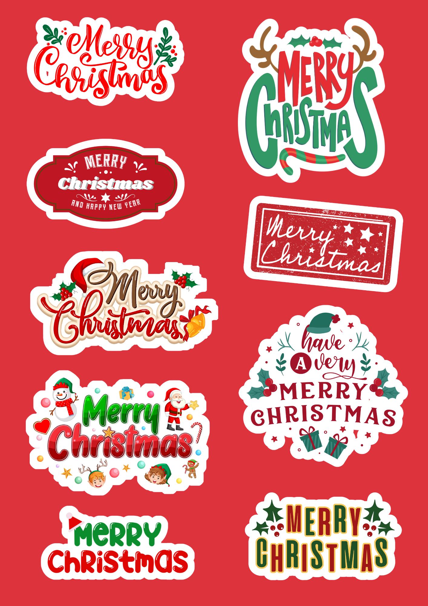 Merry Christmas Sticker I Cute Holiday l Sticker I Festive Gift Tag, Laptop & Water Bottle Decal I Holiday Planner Sticker, Stocking